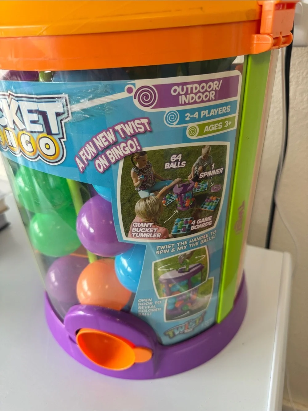 Bucket Bingo Kids Game - Colorful Orange, Purple & Green Play Set